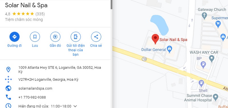 cách tạo google map cho tiệm nail ở Mỹ